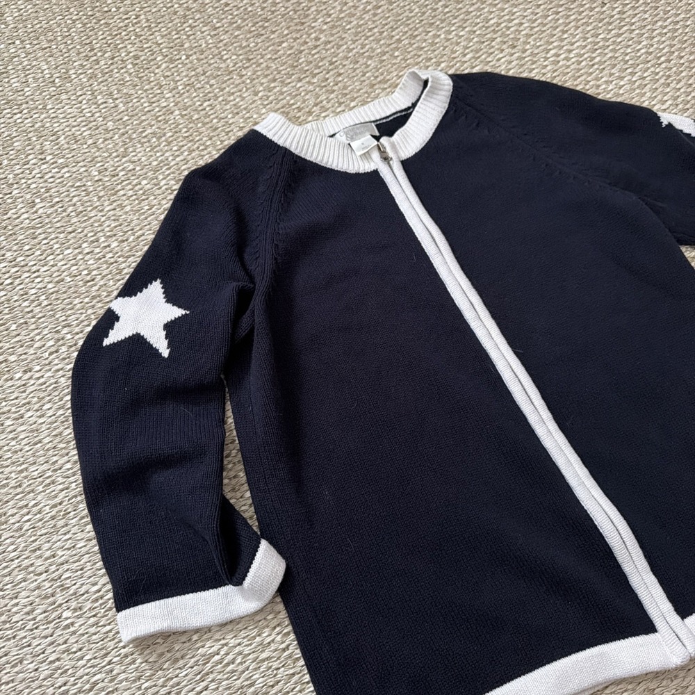 Vintage Women's Cotton Nautical‎ Navy Cardigan Sweater. Old Money